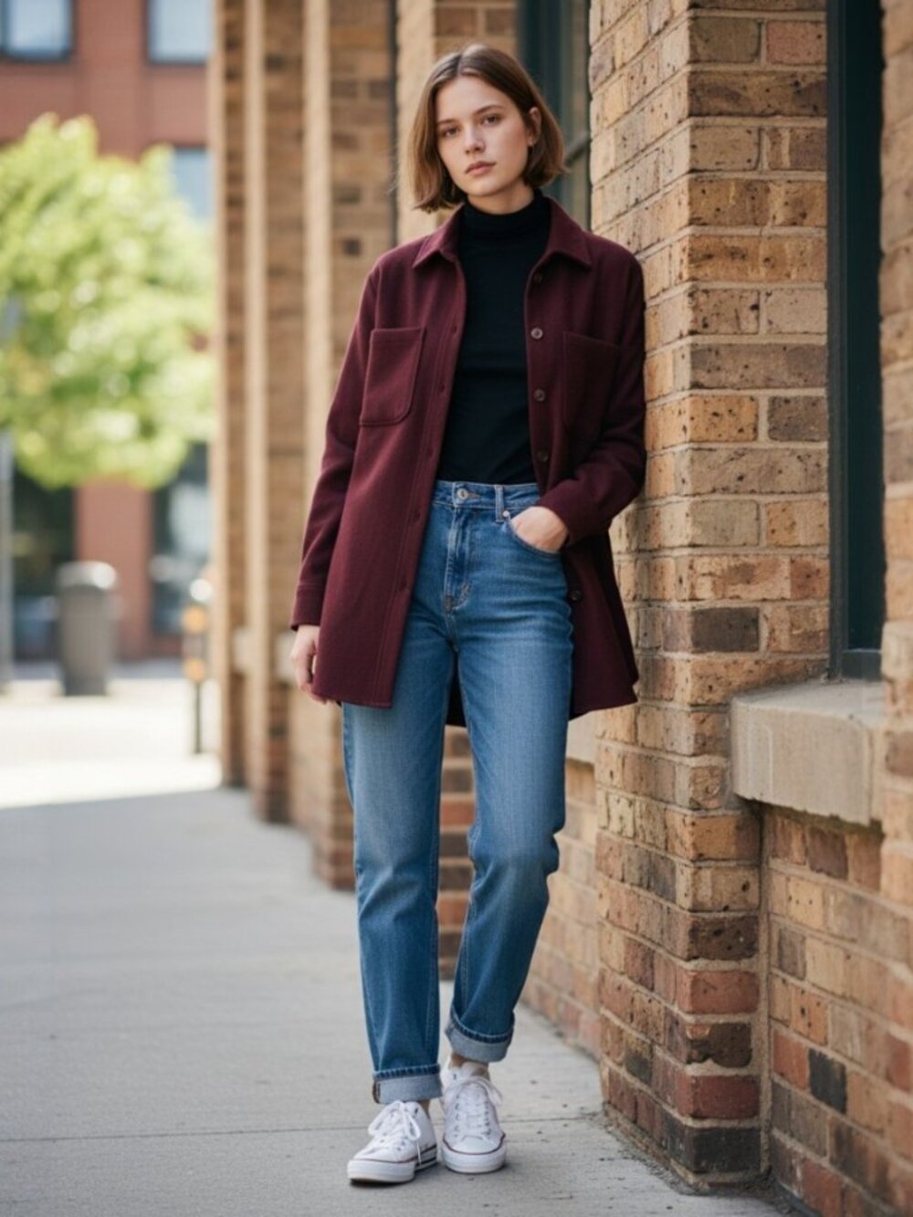 Treasure & Bond Women's‎ burgundy button up jacket